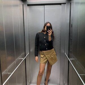 Zara Tan Asymmetric Mini Skirt